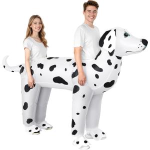 XYJKIDSES Couple Inflatable Dalmatian Costume for Adult Dog Halloween Blow Up Costumes 2025 New 2 Person Funny Dalmatian Costumes for Men Women Cosplay