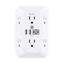 Addtam Surge Protector Outlet Extender, 6-Outlet Splitter with 4 USB Wall Charger(2 USB-C Ports), Multi Plug Wall Outlet 1800J Power Strip for Home Office Dorm Room Essentials