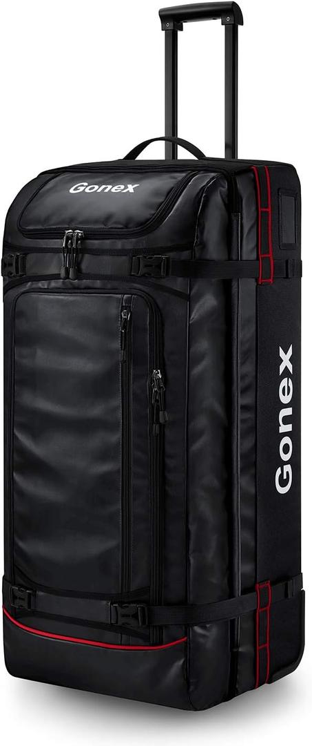 Gonex Rolling Duffle Bag with Wheels, 100L Water Repellent Large Wheeled Travel Duffel Luggage with Rollers 33 inch, Black
