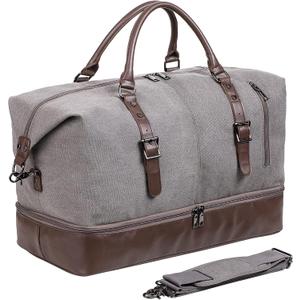 Weekender Overnight Bag Carry On Bag Travel Bag with Shoe Pouch (Color, Grey)