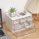 Ykpokir Desktop Organizer with Drawers Stackable Storage Stackable Drawers 3 Tier White Desk Storage Organizers, Plastic Makeup Storage Accessories