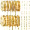 Ecoofor Gold Necklace Chains for Jewelry Making, 95.1 Feet 12 Rolls Jewelry Chains for DIY Necklace Bracelet Jewelry Making with Jump Rings/Lobster Clasps/Connectors