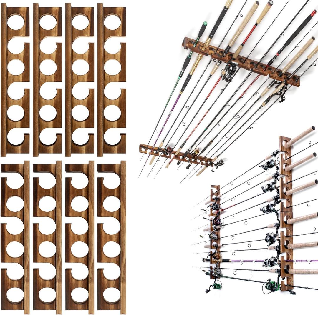 Ghosthorn Holds Up to 24 Rods Fishing Pole Rod Racks Wall or Ceiling Mounted Fishing Pole Rod Holders for Garage Storage Organizer Fishing Gear Equipment for Men Women