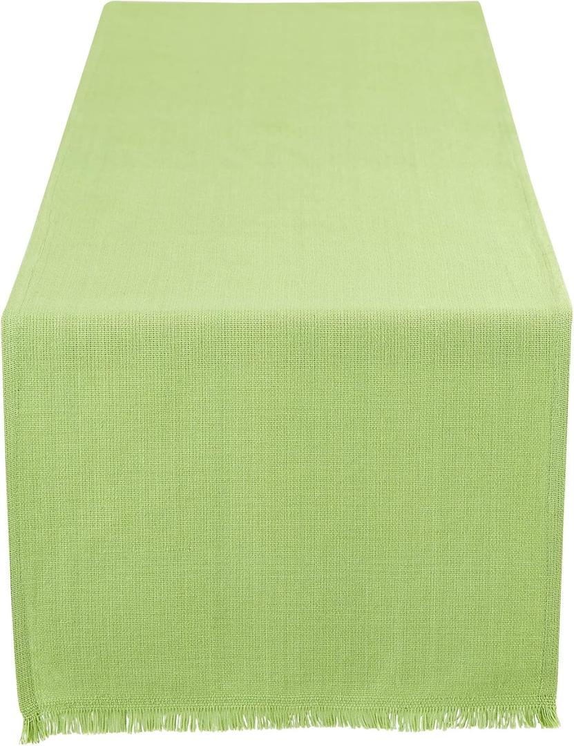 DII Everyday Collection, Fringed Solid Tabletop, Table Runner, 14x72, Green