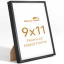 Natural Homi 9x11 Aluminum Metal Picture Frame,Tempered Glass Black Photo Frame 9x11 for Family Photo,Posters,Art,Document to Wall Mount Horizontally or Vertically