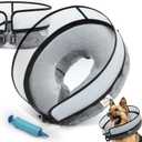 Inflatable Dog Cone Collar w/Pump - Medium Dog Donut Collar After Surgery - Washable Dog Collar w/Removable Soft Cone for Dogs After Surgery- Dog Cone Alternative After Surgery w/Soft Cover