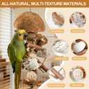 Natural Bird Toys for Parrots 18in Handmade Shredding & Foraging Toy with Coconut Shells, Wood Blocks & Lava Stones Parrot Toys for Sun Conures, Conures, Caiques, Cockatiels, Quaker Parrots