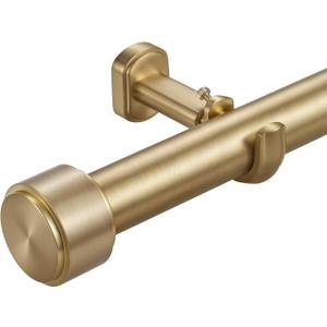 Heavy Duty Curtain Rods,1 1/4" Large Diameter Premium Nonadjustable Curtain Rod,54in/4.5ft Custom Window Treatment Rods with Durable Aluminum Brackets and End Caps,Gold Finish