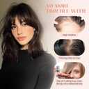 Hairro Human Hair Toppers with Wispy Bangs, 3D 360° Seamless Real Hair Toppers, Hand-Tied with 3.5"x4.7" U-shaped Base, Clip-In Hairpieces to Add Volume on Top, 12 Inch Dark Brown