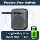 Bluetooth Voice Amplifier with Wireless Magnetic Lapel Microphone, Teacher Microphone for Classroom, Portable Voice Amplifier for Elderly, Speech, Yoga (Black)