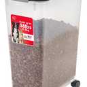 IRIS USA Airtight Dog Food Storage Container, Up to 38 lbs, Attachable Wheels, For Dog Cat Bird and Other Pet Food Storage Bin, Keep Fresh, Translucent Body, Easy Mobility, Black