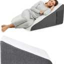 Wedge Pillow for Sleeping  Memory Foam Bed Wedge for Acid Reflux, Snoring, Back & Leg Elevation, Post-Surgery Recovery  Ergonomic Triangle Pillow with Removable White & Grey Washable Cover
