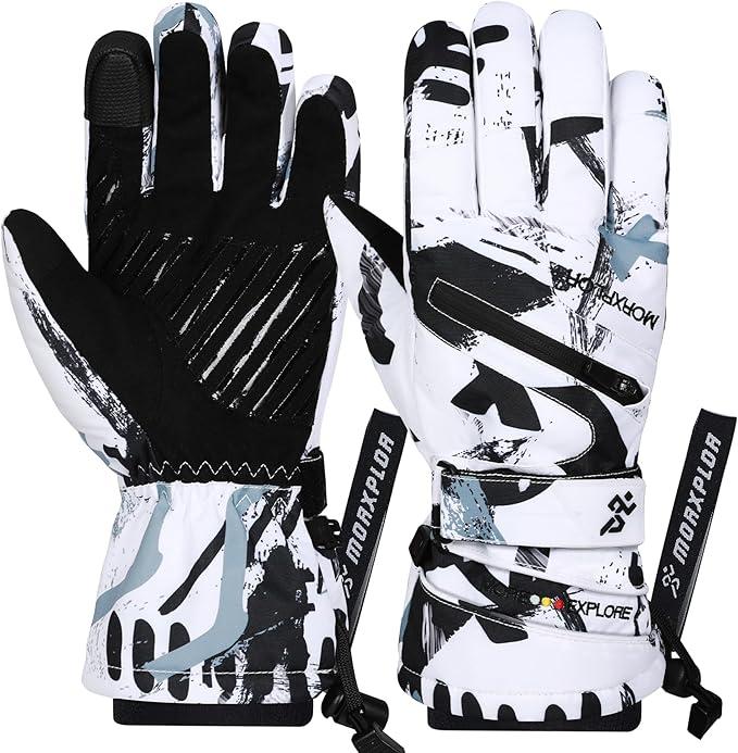 Winter Ski Snow Gloves Men Women,Windproof Touchscreen Snowboard 3M Thinsulate Insulated Warm Winter Snowmobile Gloves Medium