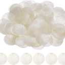 100-Pack Round Shells Pieces, 2 Inch Flat Round Natural Shell Charm with Hole, Discs Sea Shells Coin Bead Connector for Wind Chimes/DIY Craft Hanging [White]
