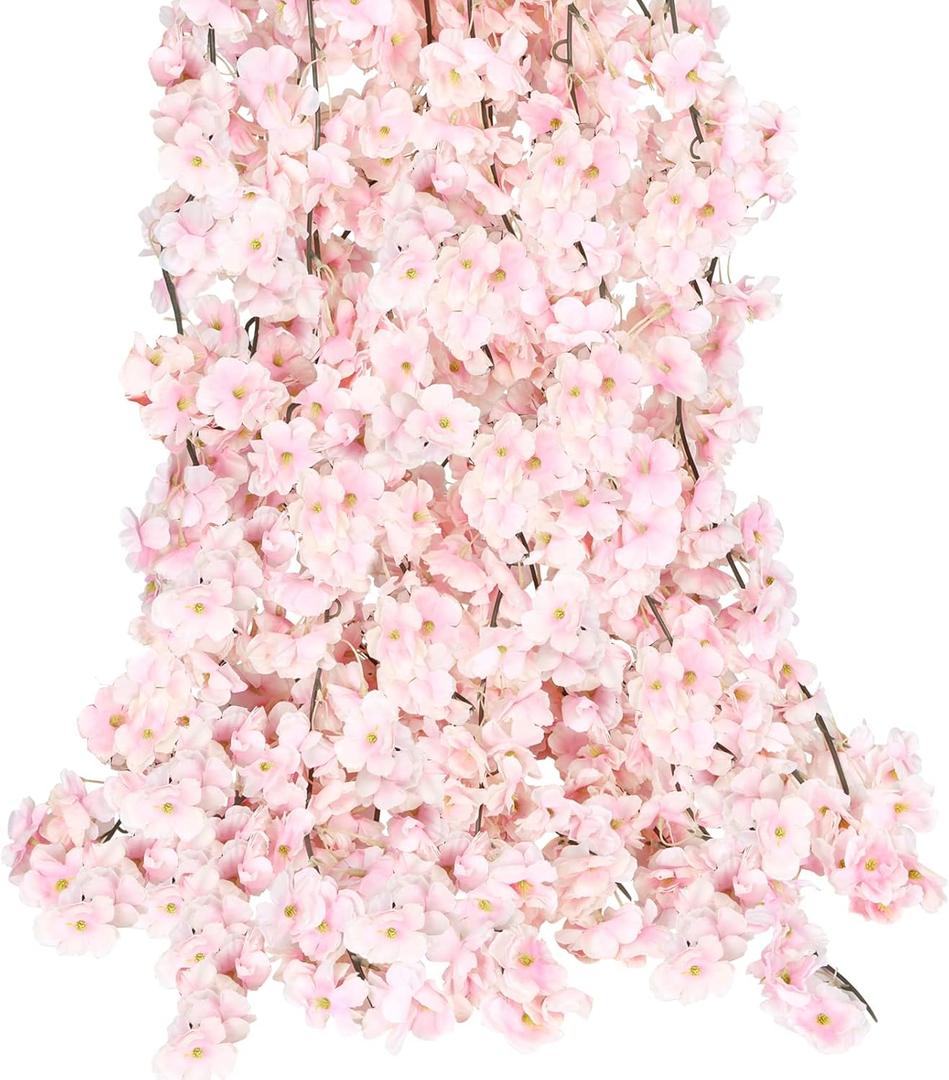 CEWOR 2pcs 11.8 Ft Fake Spring Cherry Blossom Garlands Artificial Flower Vines Silk Hanging Flowers for Wedding Party Backdrop Room Wall Decoration Japanese Kawaii Decor Indoor Outdoor CEWOR 2pcs 11.8 Ft Fake Spring Cherry Blossom Garlands Artificial Flower Vines Silk Hanging Flowers for Wedding Party Backdrop Room Wall Decoration Japanese Kawaii Decor Indoor Outdoor