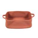 XUANGUO Woven Cotton Rope Storage Basket with Handles for Organizing Shelves Closet Small Cat Dog Pet Toy Baskets Box Bin Decorative Rectangle Baby Nursery Basket Gift Basket Empty (Rust)