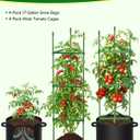 4 Pack Tomato Cages, Triangle Tomato Trellis with 17 Gallon Grow Bags, Tomato Plant Support Stakes for Garden Climbing Vegetables Flowers Fruits