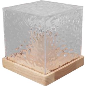 Crystal Table Lamp, USB RGBW 16 Colours, Dynamic Water Wave Light with 4 Modes, Acrylic Bedside Lamp for Children's Room, Living Room, College Dorm, Party