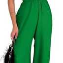 CHICME Women's Sexy Halter Jumpsuits Sleeveless Casual Ruched Rompers Wide Leg Jumpsuit M