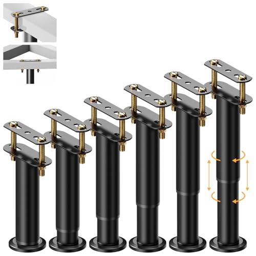 Abiglifty 6Pcs Adjustable Bed Support Legs, 7.08-13 Inch Bed Frame Legs, Metal Bed Frame Support Legs, Non-Slip Bed Legs Replacement, Heavy Duty Furniture Legs for Sofa/Cabinet/Couch/Dresser/Table