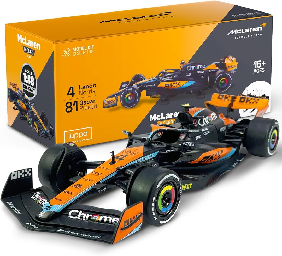 LUPPA Formula 1 MCL60 Model kit - 1:18 Scale Racing F1 MCL60 Model Inspired by Lando Norris & Oscar Piastri l Building kit, Collectible diecast, 140 Pieces