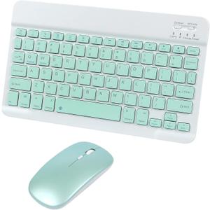 Bluetooth Wireless Keyboard and Mouse Combo,Ultra-Slim Ergonomic Small Rechargeable Bluetooth Keyboard Mouse Set for Apple iPad iPhone Samsung Tablet Phone Android PC Computer Mac Smartphone(Green)