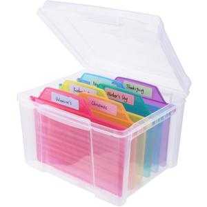 WRVCSS Greeting Card Organizer with 6 Coloful Removable Dividers for Holiday Birthday Get Well Cards Photos, Crafts, Scrapbooking, Paper, Stickers and More(mix color) WRVCSS Greeting Card Organizer with 6 Coloful Removable Dividers for Holiday Birthday Get Well Cards Photos, Crafts, Scrapbooking, Paper, Stickers and More(mix color)