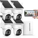 Security Cameras Wireless Outdoor, No Monthly Fee Solar Camera Outdoor Wireless, 4-Camera 2K Home Security Camera System with Base Station, Local Storage, PIR Motion Detection, Color Night Vision