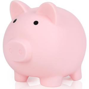 H&W Mini Piggy Bank, Plastic Coin Bank, Unbreakable Money Banks, Cute Piggy Banks for Kids, First Money Box, Best Birthday Gifts Home DecorationPink (Small)