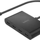 Belkin Connect USB-C to 4-Port USB-C 3.2 Gen2 Ports Hub, Multiport Adapter Dongle with 100W PD & Max 10Gbps High-Speed Data Transfer for MacBook, iPad, Chromebook, PC, and More - Black