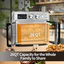TomaChef 26QT French Door Air Fryer Toaster Oven Combo, 15 Cooking Functions including Rotisserie, and Digital Controls, 30 Recipes & 5 Accessories, Stainless Steel Finish, Medium