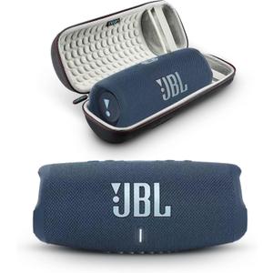 JBL Charge 5 - Portable Bluetooth Speaker with Megen Hardshell Travel Case with IP67 Waterproof and USB Charge Out (Blue) (Blue)