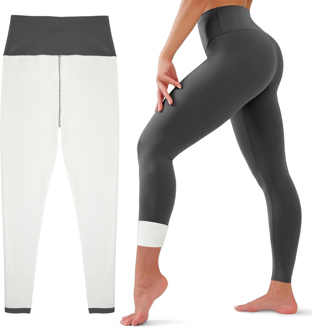 HEGALY Thick Fleece Lined Leggings for Women Tummy Control High Waisted Workout Thermal Warm Soft Yoga Pants for Cold Winter (Small, Dark Grey)