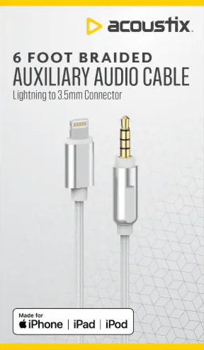 Acoustix Auxiliary Braided Audio Cable 6 ft
