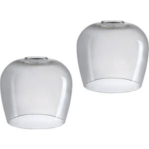 2 Pack 5.44 Inch Clear Grey Glass Lamp Shade Pendant Ceiling Chandelier Wall Sconce Light Replacement Oval Glass Shade Fixture Over Sink Kitchen Island