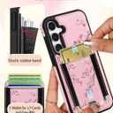 Shorogyt for Samsung Galaxy S25 Cute Kawaii Leather Phone Case - Compatible with Magsafe Wallet Magnetic Credit Card Holder Fashion Peach Blossom Design Phone Cover for Women Girls, Fits 7 Cards