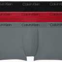 Calvin Klein Men's Underwear Micro Stretch 3-Pack Trunk (Large, 1 Black, 1 Convoy, 1 Red Gala)