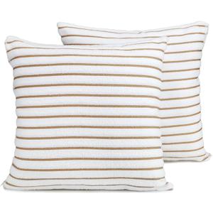 Black & White Brands Brazilian Beach/Pool Towel Pillow Case 17.7"x17.7" - Ultimate Absorbent Luxury 100% Cotton Wave (2 Pillow Cases, Tan Poly Pinstripe)