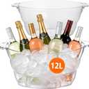 12L Clear Ice Buckets for Parties 2 Pack 18.5"×11.2"×9.1" 