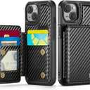 Vinich for iPhone 14 Plus Wallet Case with Card Holder, RFID Blocking Credit Slots Kickstand Shockproof Phone Cover Fit for iPhone 14 Plus 6.7" Carbon Black