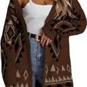 WDIRARA Women's Open Front Long Sleeve Long Cardigan Boho Chunky Sweaters Outwear Coats 2025 Fall Outfits, Large