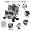 Double Pet Stroller for 2 Small Dogs & Cats, Side-by-Side Twin Travel Carriage with Safety Leashes, Mesh Windows & Double Storage Baskets, Lightweight & Foldable, 44lbs Capacity, Gray