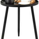 Decent End/Side Tables - Small Round Accent Table, Metal Black Narrow Night Stands with 3 Legs, Ideal for Any Room-Side Tables Living Room, Bedroom, Tall Plant Stand Balcony, Indoor & Outdoor