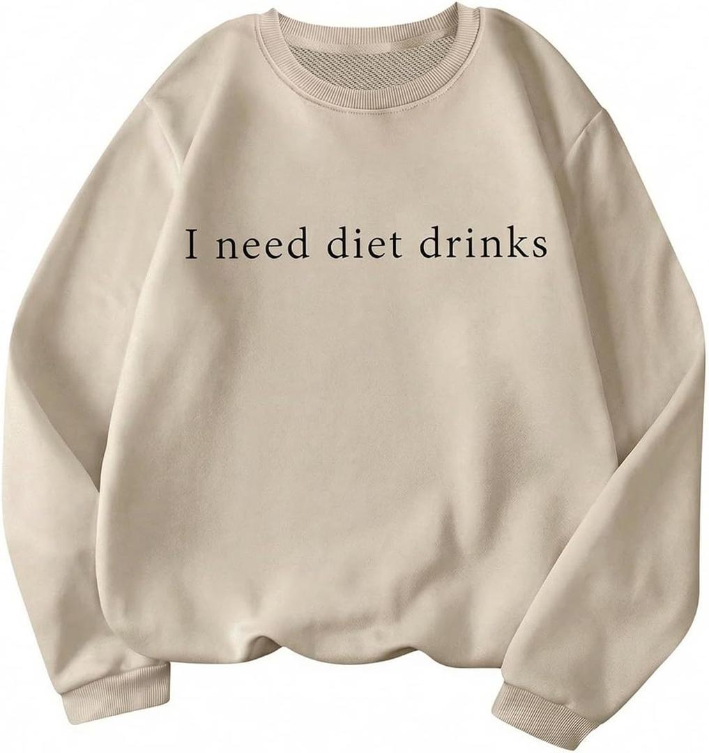 SOLY HUX Women's Crewneck Graphic Oversized Loose Sweatshirts | Pullover Fit, Casual Daily, Fall, Casual, Long Sleeve, Pullover Shirts (Beige, XXL)
