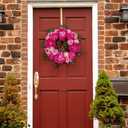 WELL KNOWN Wreaths for Front Door, 22" Spring Flower Wreath, Silk Peony Wreath as Porch Decor, Pink Artificial Flower Wall Hanging Home Party Wedding Shop Hotel Office Fire Place Seasonal Decor & Gift
