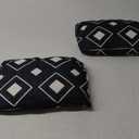 Juexica 2 Pack Lounge Chaise Pillow with Strap 16 x 11 Inches Waterproof Outdoor Beach Chair Pillow Adjustable Elastic Band for Hammock Lumbar Recliner Pillows for Beach Office Chair(White and Black)