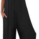 Women Casual Jumpsuits Overalls Loose Sleeveless Adjustable Spaghetti Strap Wide Leg Long Pants Romper with Pockets (X-Large, S198-1 Black)