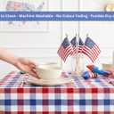 PurpleEssences 4th of July Buffalo Plaid Tablecloth - Water Resistant Wipeable Washable Checkered Table Cloth for Outdoor Picnic Dining - Spring Easter Summer - 60 x 120 Inch - Red Blue and White