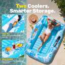 SLOOSH Inflatable Tanning Pool Lounger Float, 70" x 53" Pool Floats Adult with Cooler, 6 in 1 Suntan Tub Raft Floatie,Sunbathing Bed Lounge for Water Blow Up Ball Pit Party Gifts