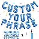 52 pcs Blue Foil Letter Balloons with Air Pump, 16 Inch 2 A-Z Sets - Mylar Alphabet Balloon Kit for Birthday Banner & Party Decorations